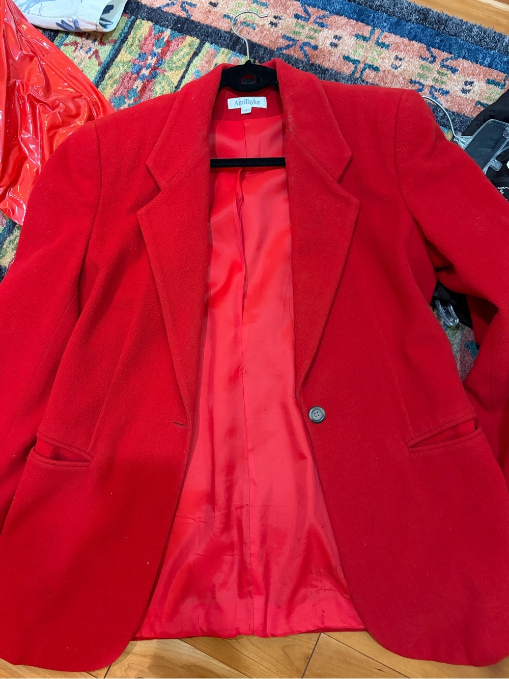 Ann Taylor Red Single-Button Wool-Blend Blazer